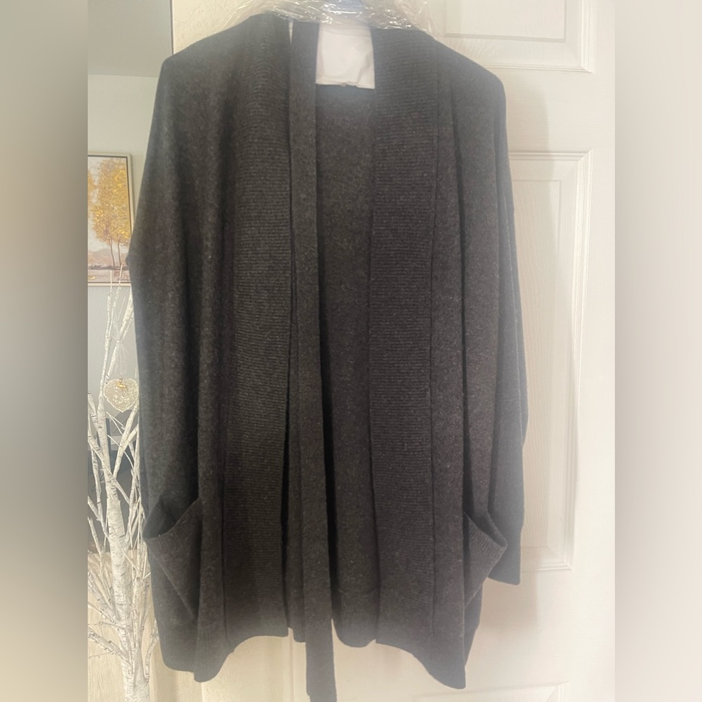 Gray Cashmere Sweater with Belt